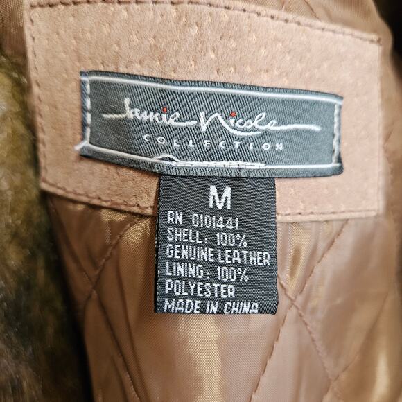 Jamie Nicole Collection 100% Genuine Leather Jacket With Fur Trim Size‎ Medium - Picture 11 of 11